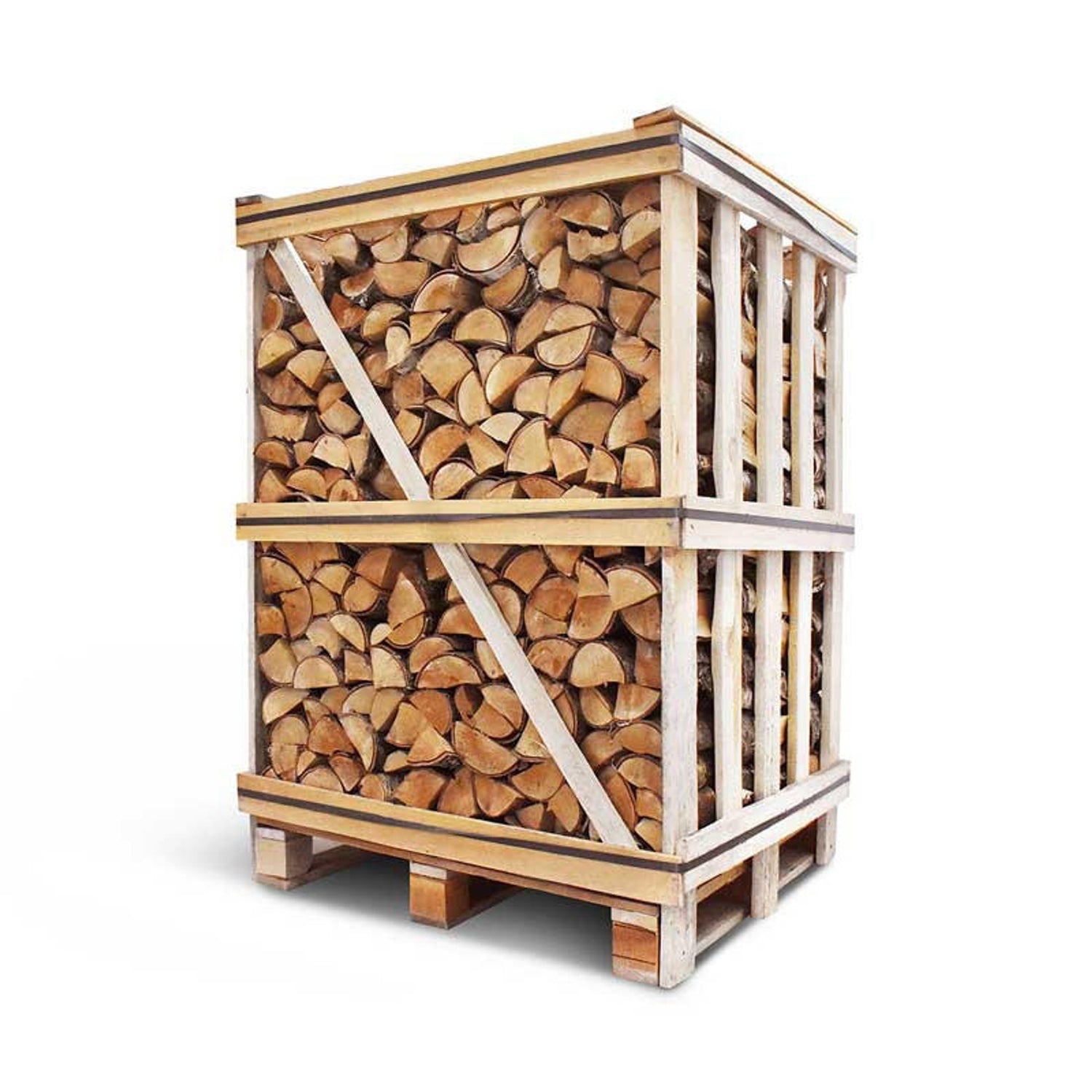 Premium Kiln-Dried Birch Logs – Large 1.63m³ Stacked Crate (2.5–2.6m³ Loose) - Kiln Dried Logs UK